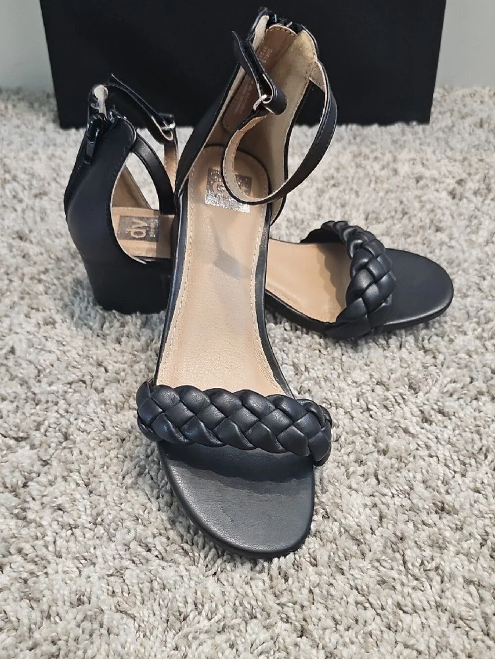 NWOT DV by Dolce Vita Black Braided Ankle-Strap Sandals